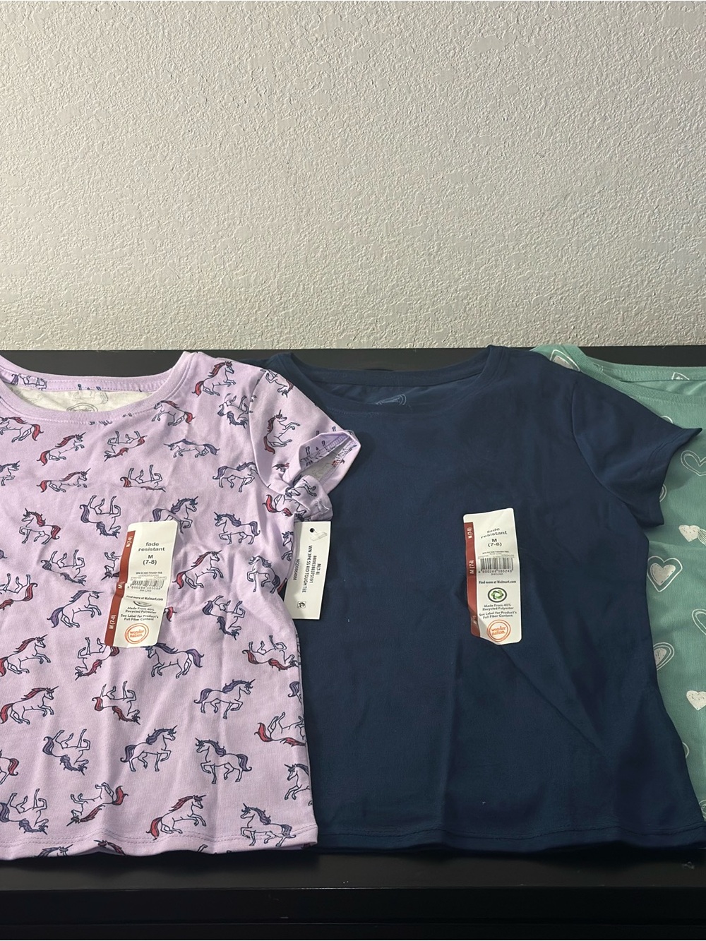 wonder nation Lavender Unicorn, Navy & Mint Short-Sleeve Tees Never Worn